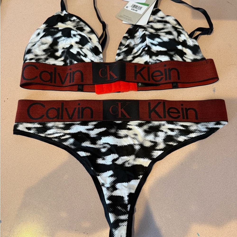 Calvin Klein Black and White Bralette and Panty Set